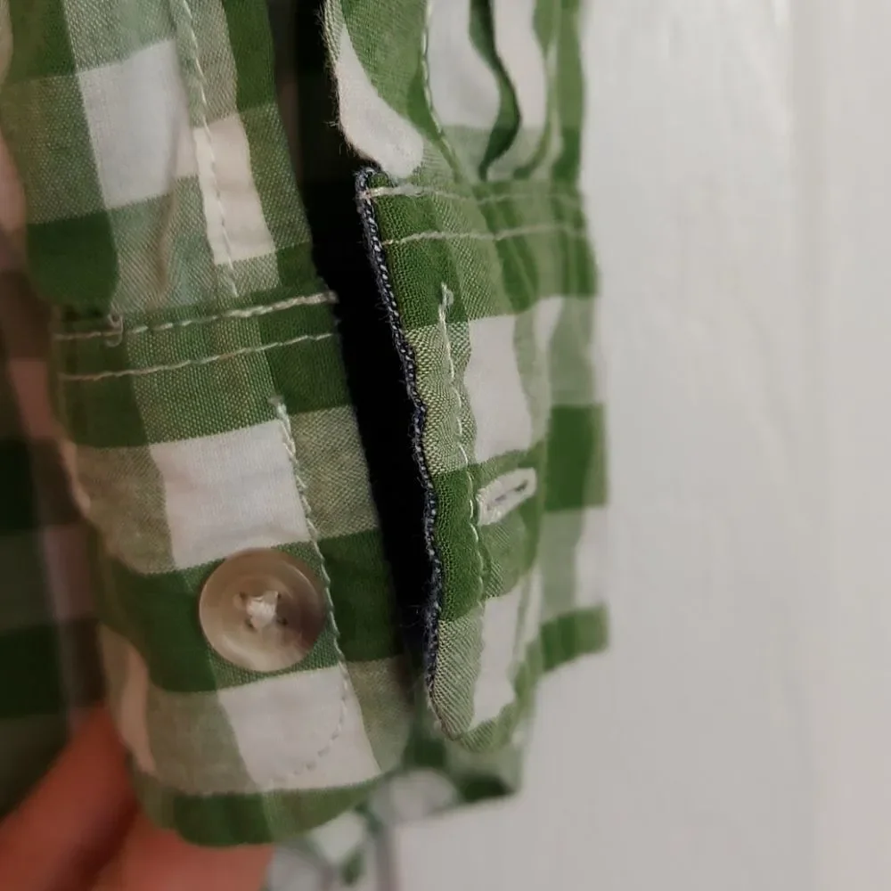 Old Navy Green Gingham Plaid Button Shirt Sz 4T
